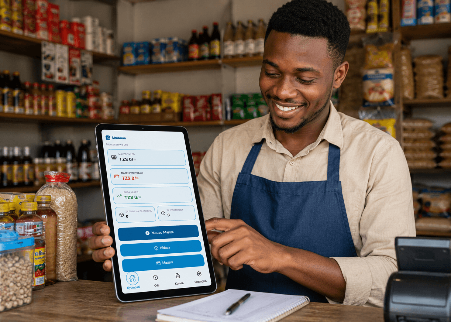 Mjasiriamali akitumia Simamia App